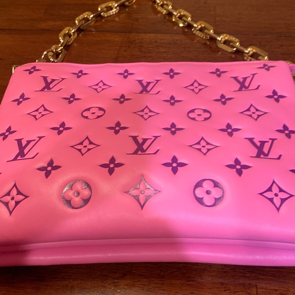 Authentic Rare coussin colors Louis Vuitton limited ed purse with golden chain.